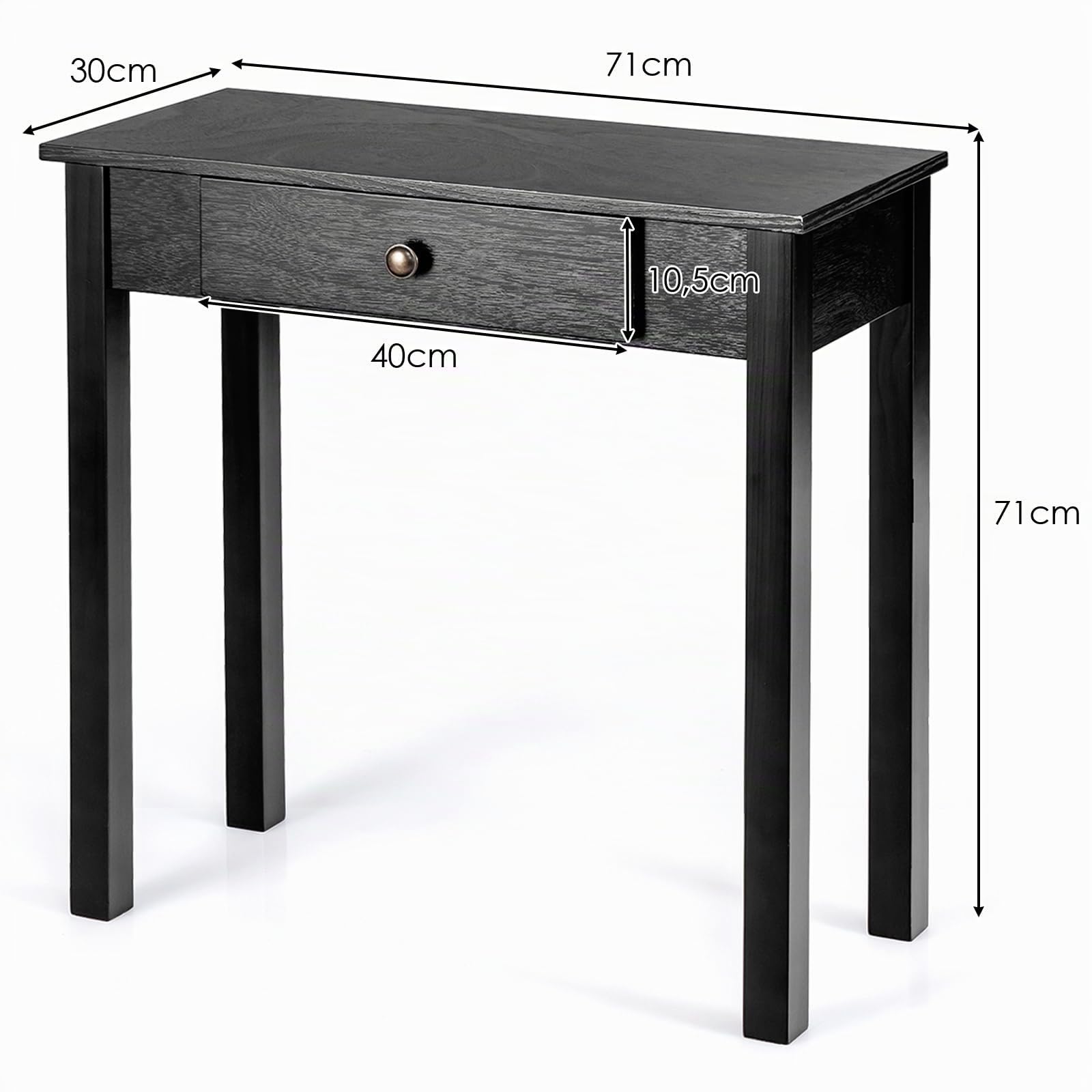 COSTWAY Recibidores de Entrada con Cajón, Consola Recibidor Estrecho de Madera, Mesa Consola Salon Pasillo Entrada, 71 x 30 x 71 cm (Negro)