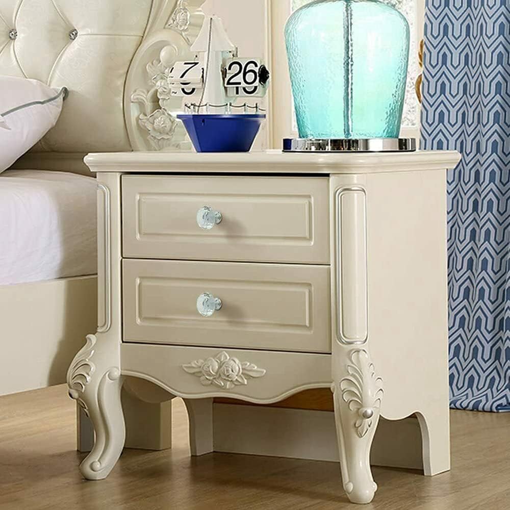 Cabinet Knobs 5 Pcs 30mm Pulls Handles Crystal for Drawer Glass Dresser Drawer Knobs(Gold)