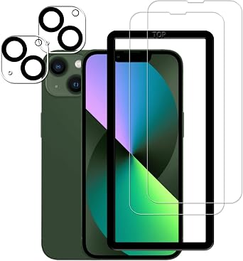 Easy Alignment Frame Designed For iPhone 13 [6.1 inch] Tempered Glass Screen Protector 2-Pack Camera Lens Protector Film 2-Pack