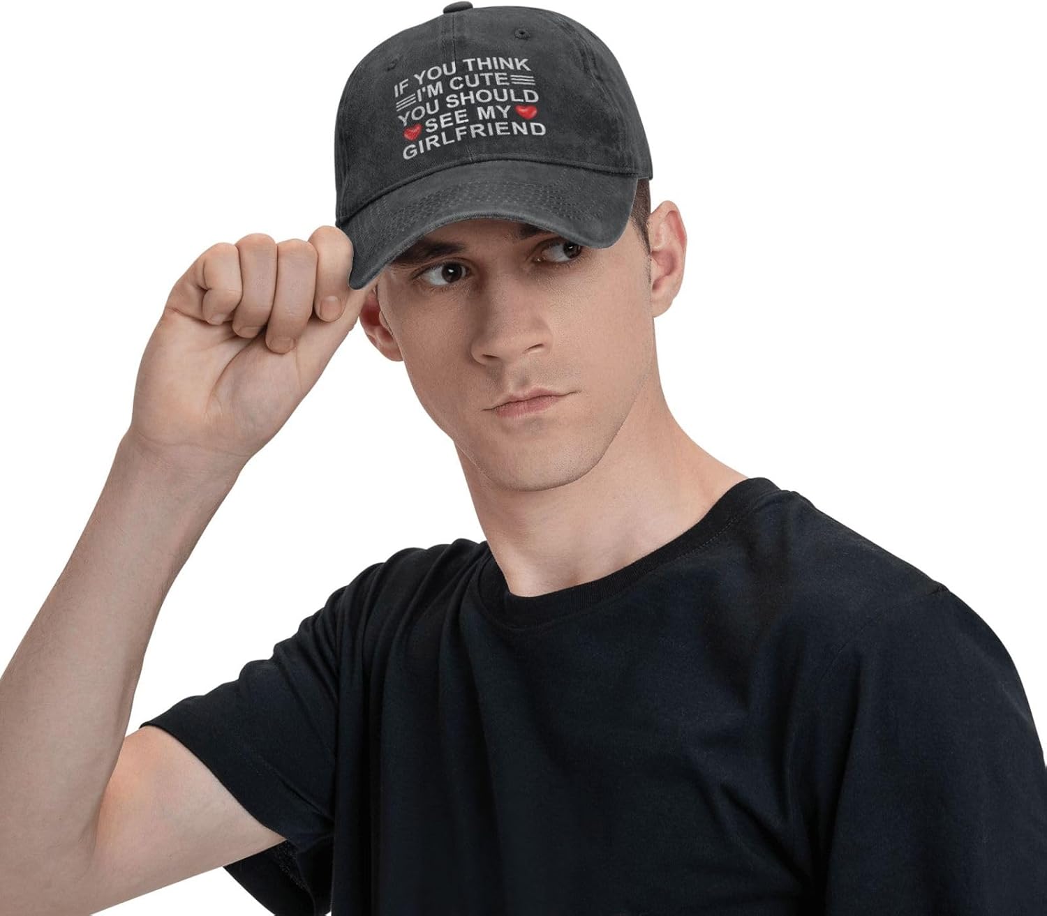 If You Think I'm Cute You Should See My Girlfriend Hat for Men Baseball Hats Funny Cap - Image 5