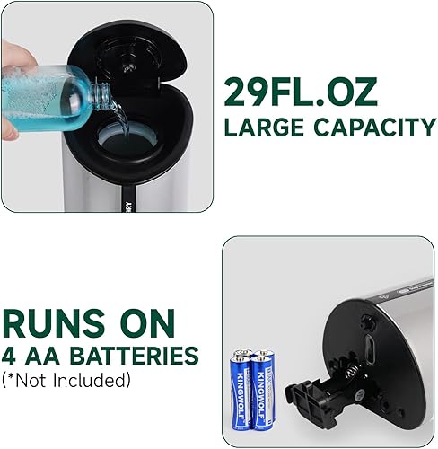 Miniatura 5 de Dispensador de jabón líquido automático comercial de 29fl.oz28.7 fl oz montado en la pared de gran capacidad modelo 1209 plata