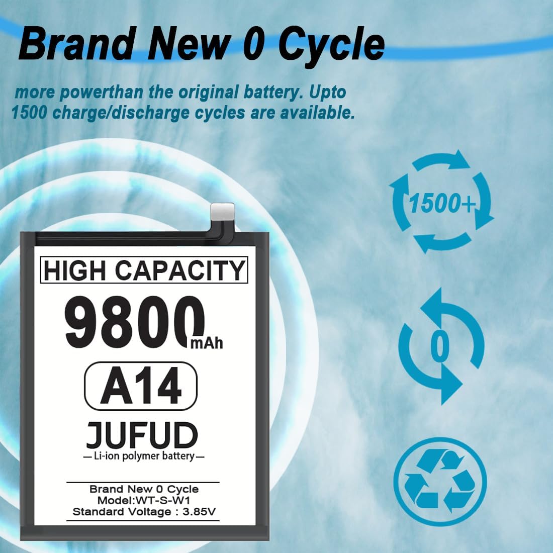 Replacement Battery for Samsung Galaxy A14 5G - 9800mAh Compatible with Model SM-A146B, SM-A146B/DS, SM-A146U with Repair Tool Kit, WT-S-W1