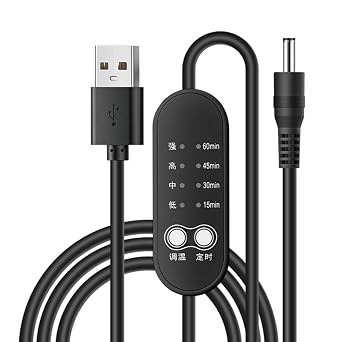 QMQJIA Flexible USB to DC35135 Charging Cable with Timer and Temperature Adjustment