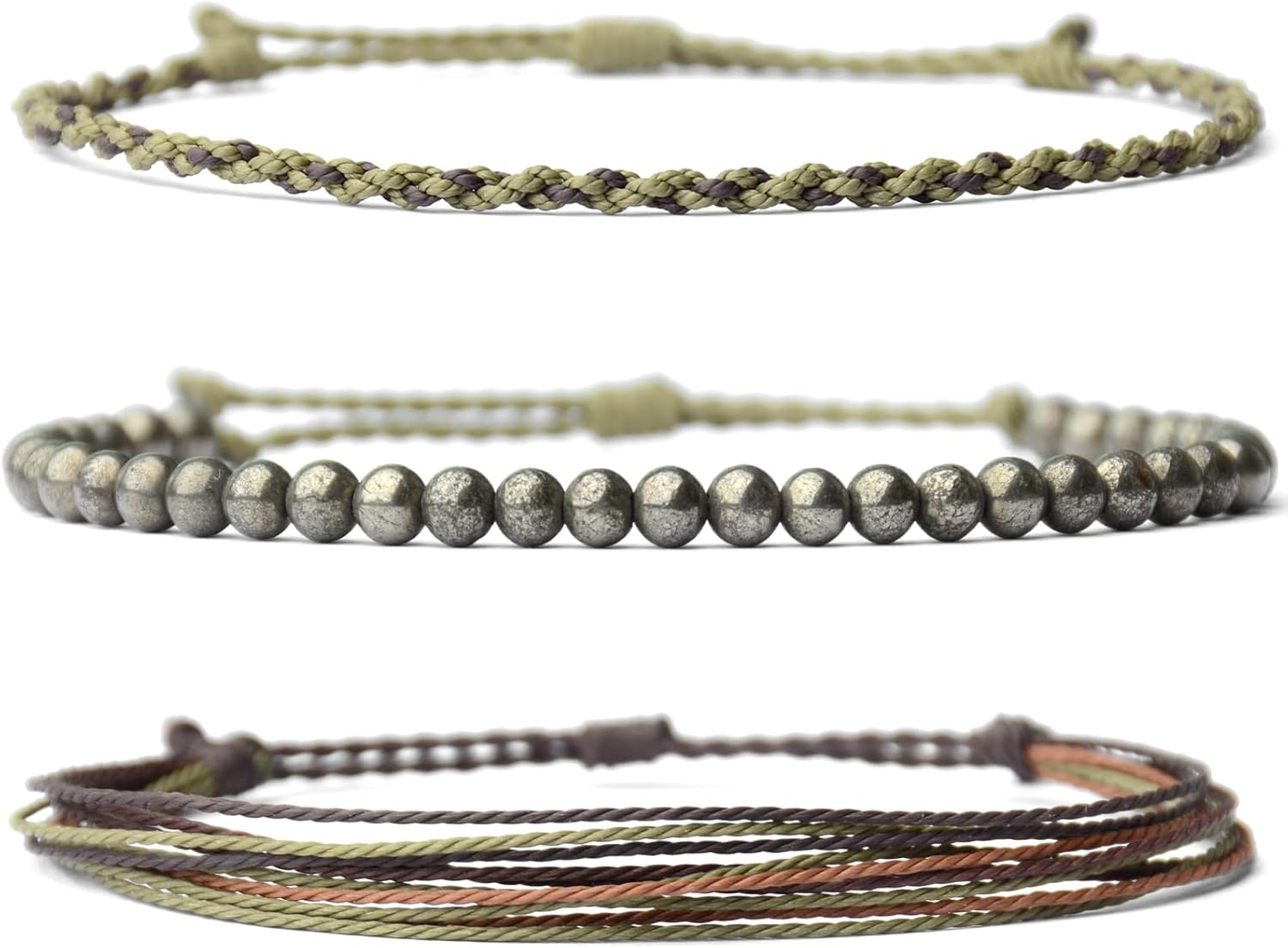 Handmade Natural Stone Beaded Healing Bracelet Gift for Men Adjustable Rope String Bracelet
