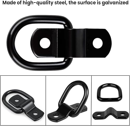 Miniatura 4 de AUCELI Anclajes de amarre de anillo en D, paquete de 10 ganchos de amarre de anillo D de capacidad de 1/4 de pulgada, 1100 libras, anclajes de