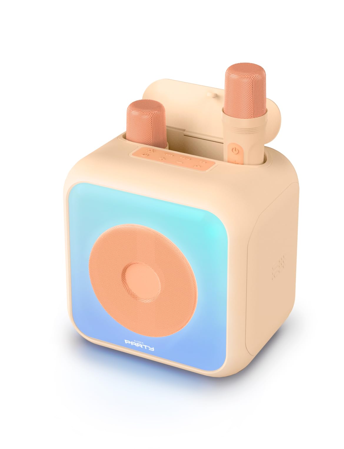 BIGBEN PARTYBTKMP - Altavoz Bluetooth Karaoke con micrófono, Potencia Musical Total 30W, 2 micros sin Cable con Efectos de Sonido, Toma USB, AUX-IN, función TWS