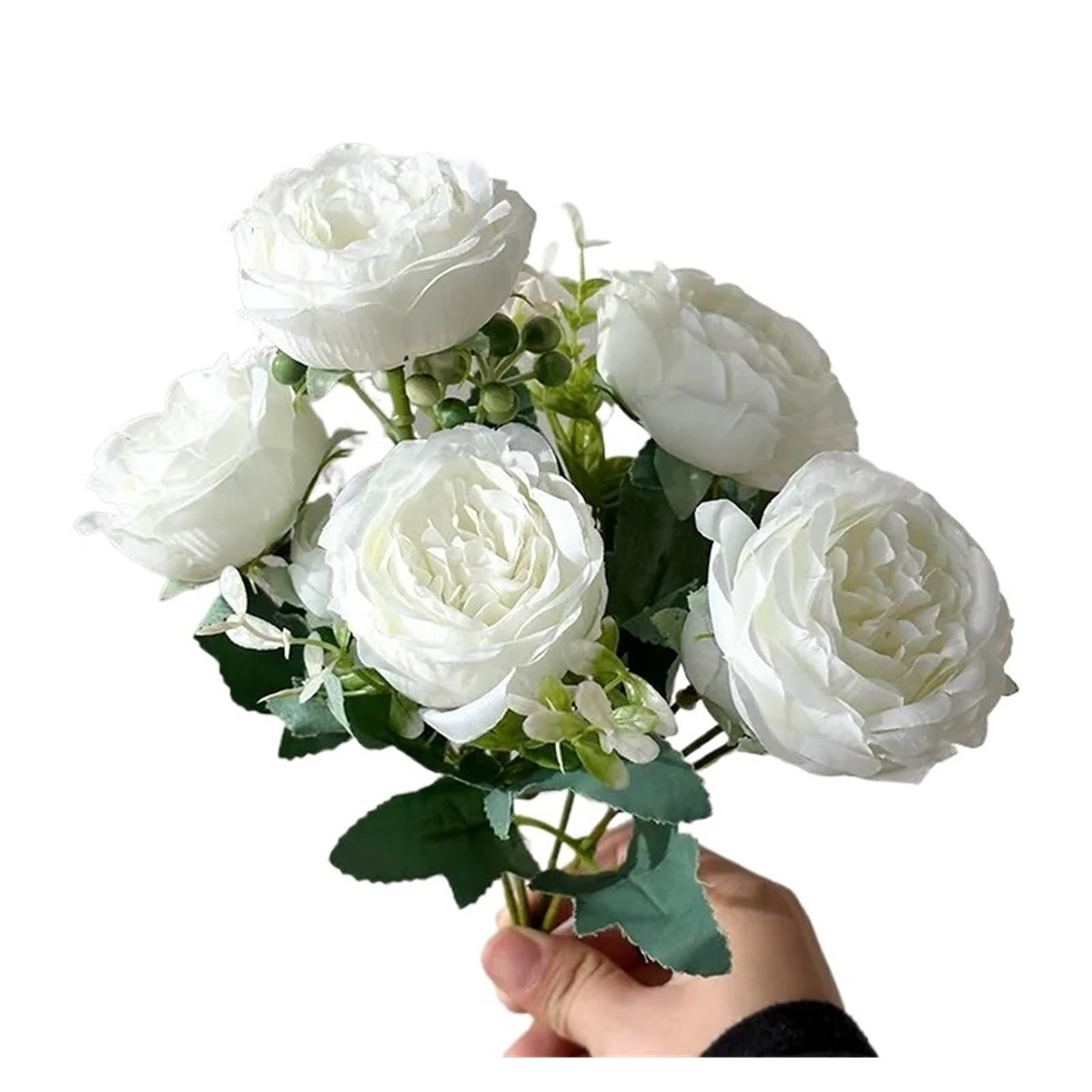 Casetlong 5Pcs Artificial Flowers Wedding Decor Bouquet Home Decorations Party Flower Arrangements(White)