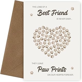 Dog Sympathy Cards - Loss of Dog Card and Best Friend - Doggy Mum Dad Mothers or Fathers Day - Pet Bereavement Cards on Birthday, Christmas | Deepest Condolence Death of Dogs Sorry Memorial Paw Heart