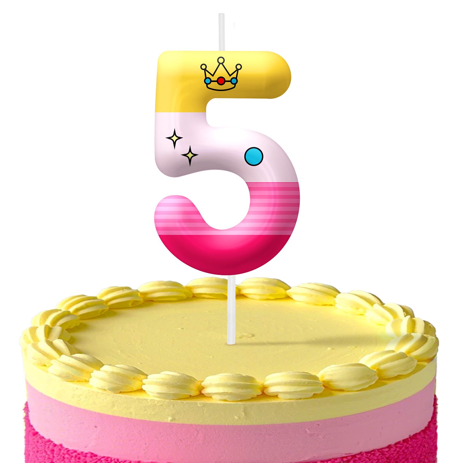 Pink Cartoon Birthday Candles, Number 5 Candle Pink Themed Birthday Party Supplies, 2.4 inch Birthday Candles for Cake Topper Party Decorations, Birthday Decorations for Boys Girls (Number 5)