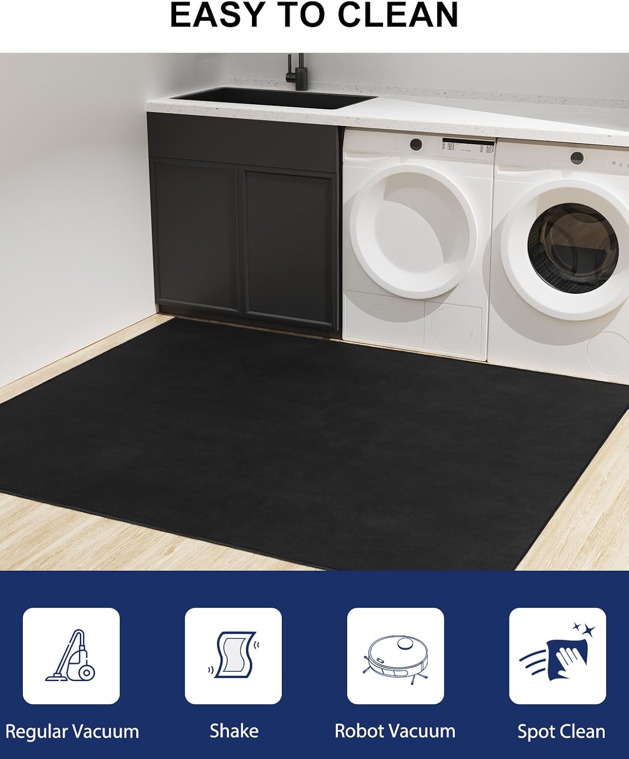 SALLOUS Chair Mat for Hard Floors, 36"x48" Washable Chair Mat Under Desk, Smooth Rolling Desk Chair Mat, Anti Slip Hard Floor Protector, Noise Reducing Desk Rug for Home Office Chair (Black)