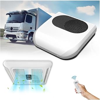 Treeligo 12V RV Air Conditioner, 12000 BTU Fast Cooling RV Rooftop A/C Unit, 12 Volt Low Noise Air Conditioner for RV Car Caravan Motorhome Truck Trailers Tractors Van Bus
