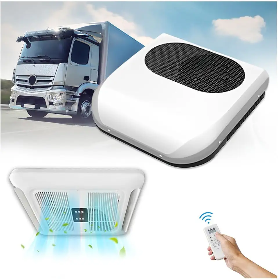Treeligo Ar condicionado RV de 12 V, unidade A/C de teto de resfriamento rápido de 12000 BTU, ar condicionado de baixo ruído de 12 volts para trailer, carro, caravana, motorhome, caminhão, trailers