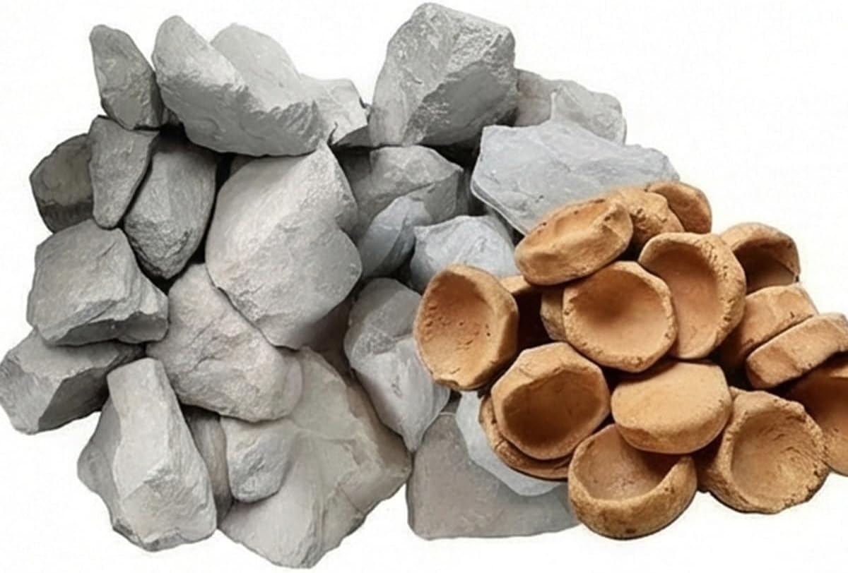 VRINDAVANBAZAAR.COM Half Roasted nakumatt, Red Nakumatt, Metapulgite, mini-Clay pots, Strawberry, Real Rose & Silver Rose 1.4kg Clay Sample Pack