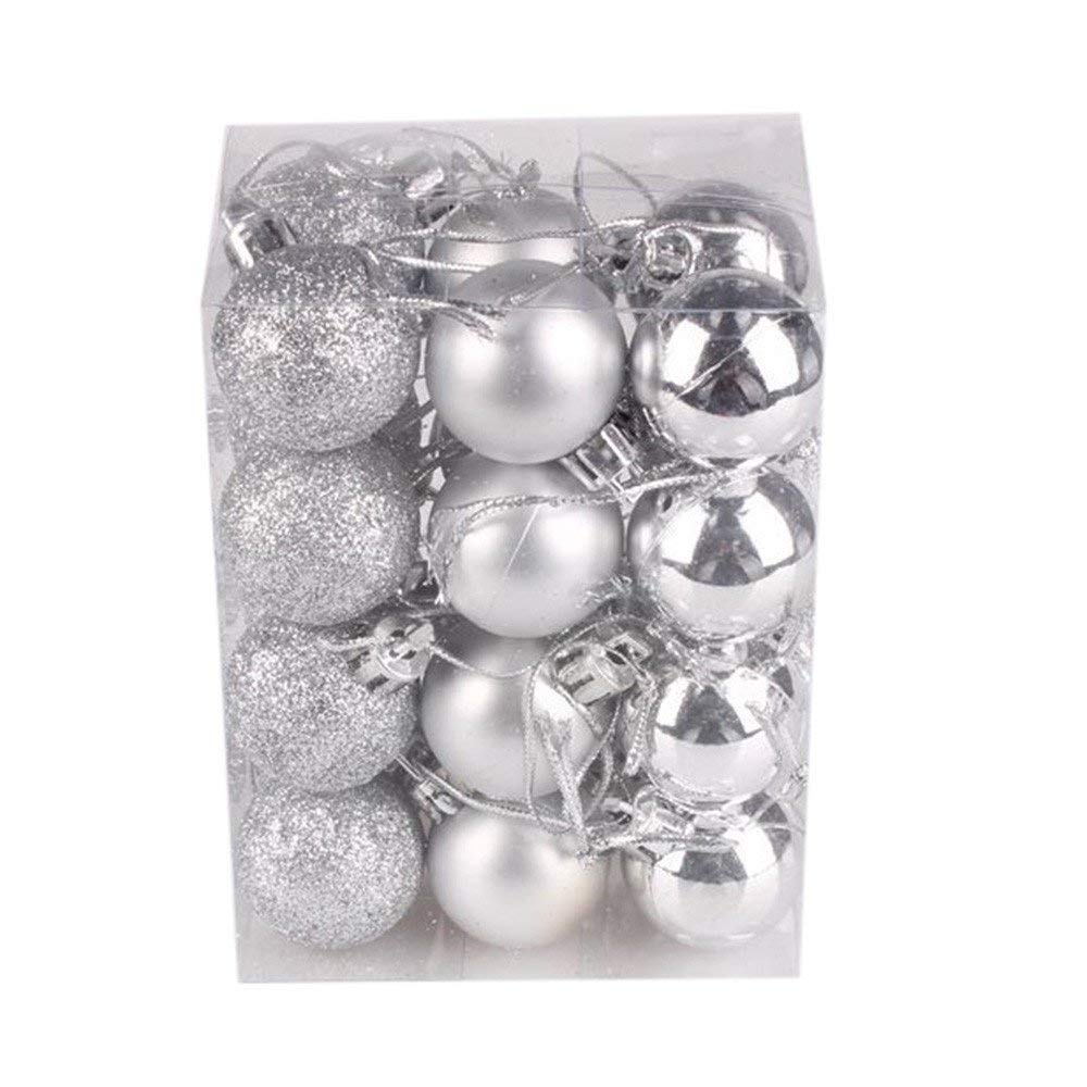 Am Clearance A-Silver Christmas Baubles, 24/48Pc Balls Ornaments Set For Tree Decorations - Small Mini Shatterproof Hanging Baubles For Xmas Holiday Wedding Party Home Decor (, 24Pc/3Cm)