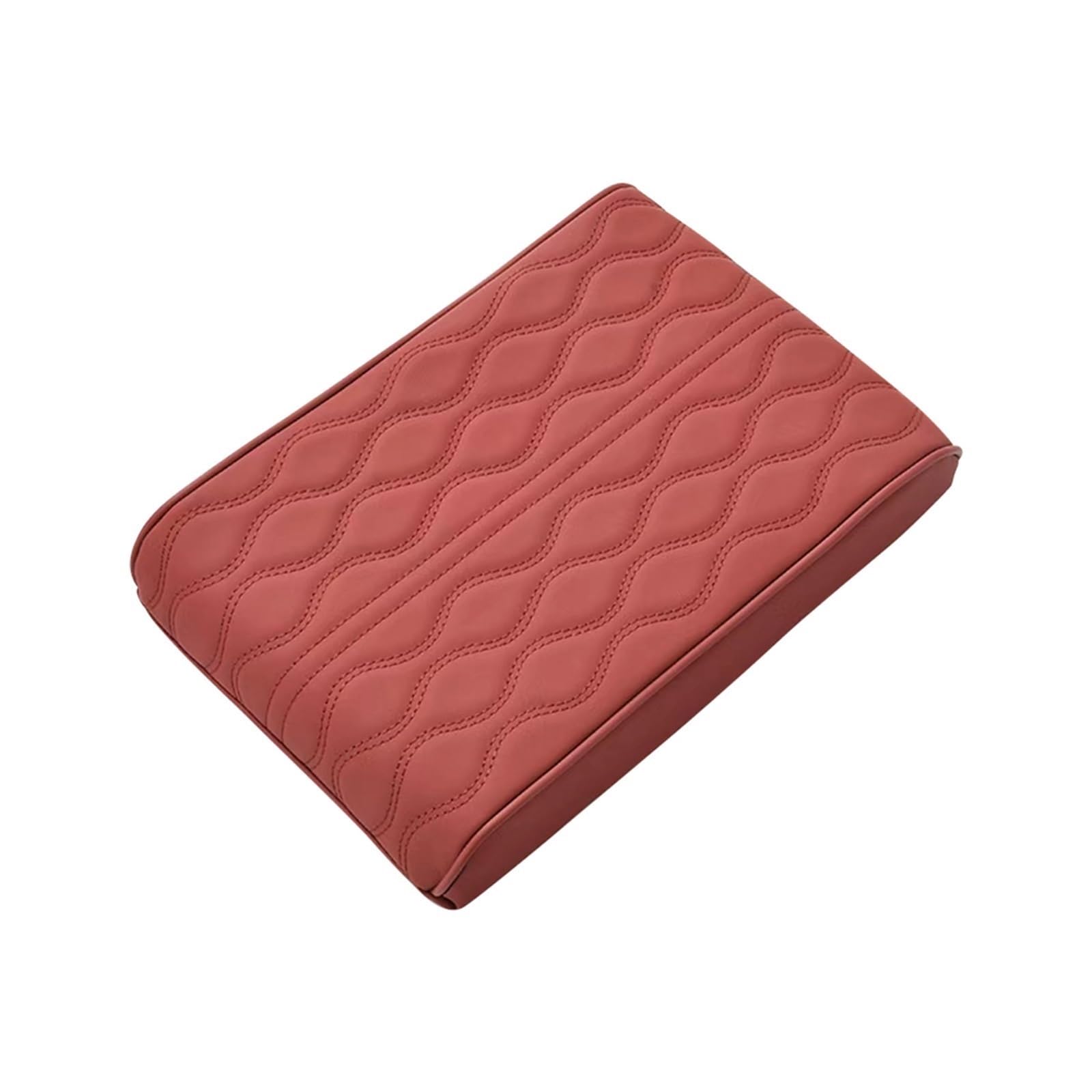 XINQQDC Console Armrest Wave Embroidery PU Leather Car Armrest Mat Center Console Arm Rest Protection Cushion Auto Armrests Storage Box Cover Pad Car Armrest Organizer(Wine Red)