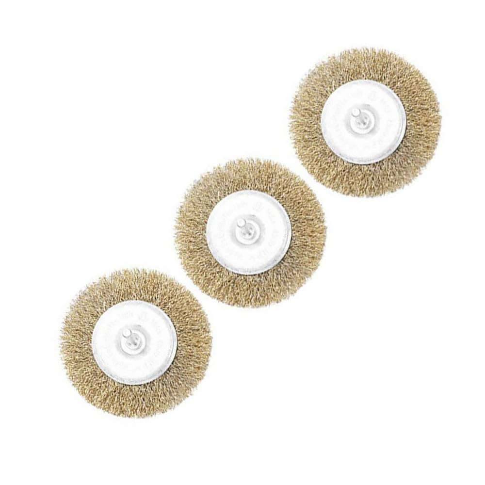 Be-Tool Copper And Silver Wire Wheel 3Pcs 100Mm Rotary Wire Brush 6Mm Round Shank Flat Wire Wheels For Metal, Removal Of Rust Corrosion Paint