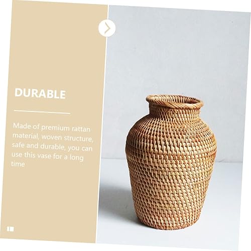 Miniatura 3 de WOONEKY Florero de ratán decorativo para flores artificiales secas para centros de mesa del hogar, decoración rústica bohemia
