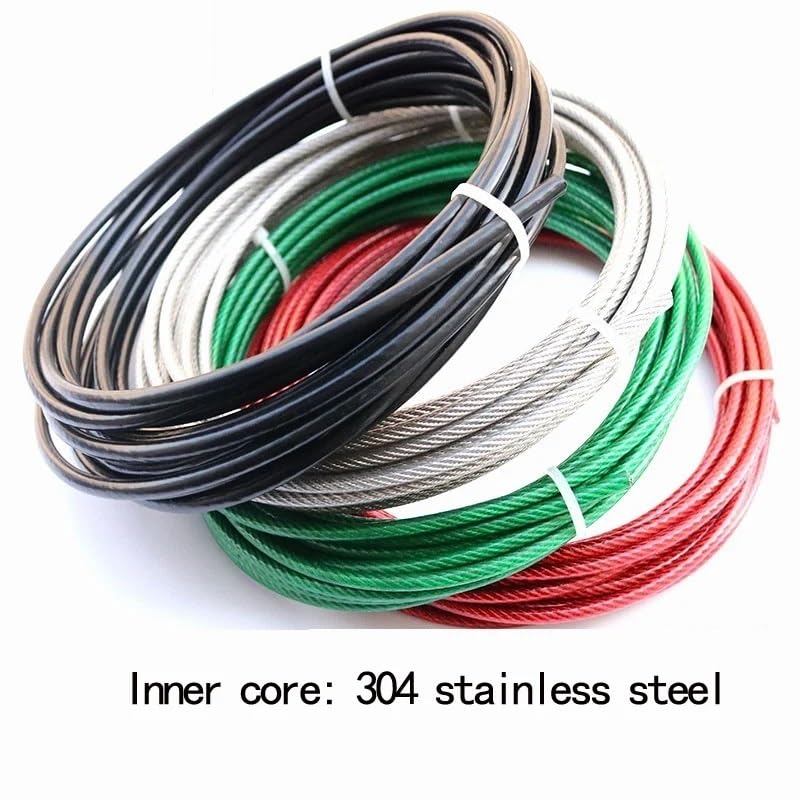 Fune metallica in acciaio rivestita in PVC, Diametro multicolore 2-5mm del cavo metallico rivestito PVC dell'acciaio inossidabile 304 50-100m(Black,50 METERS-OUTER DIAMETER 3MM)