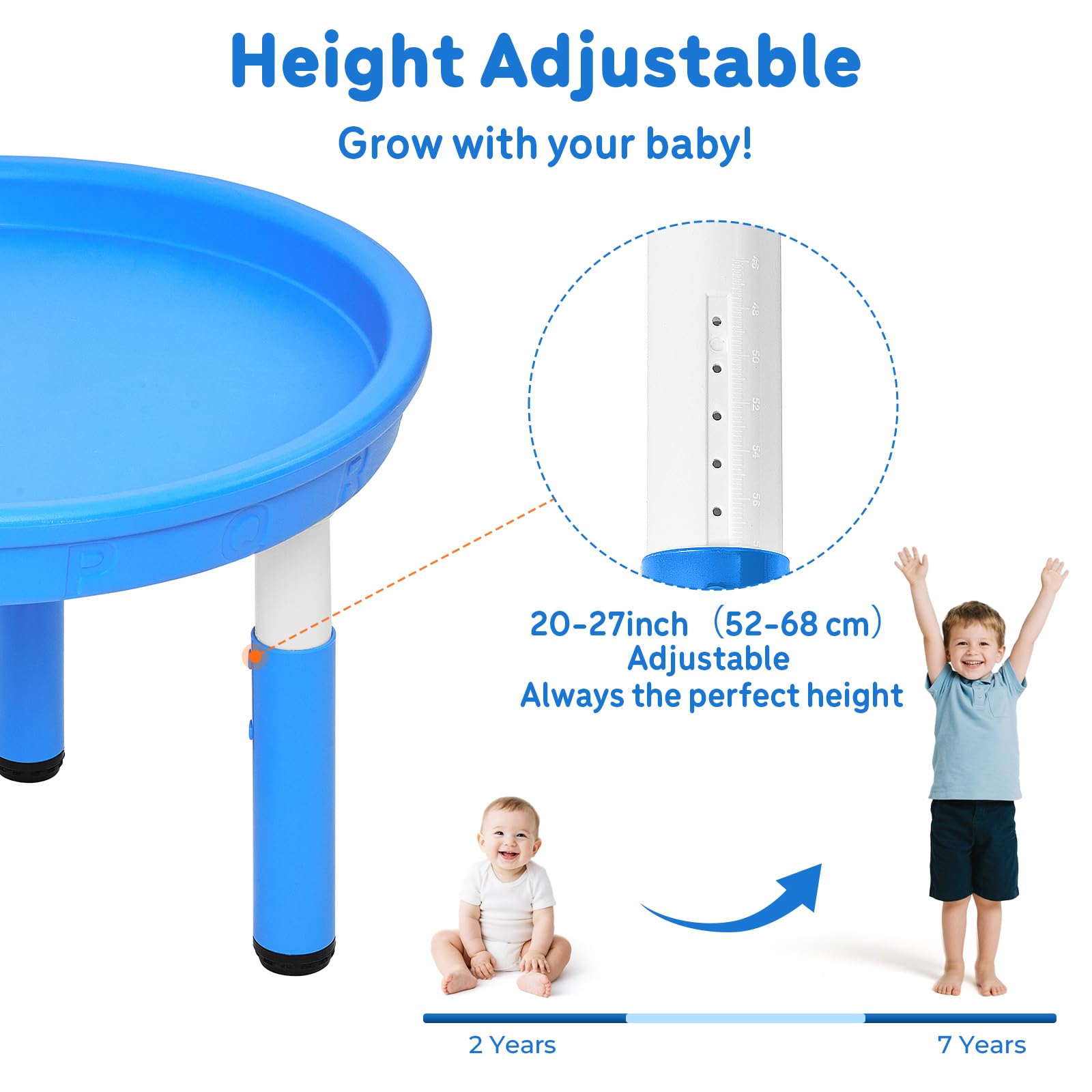 FUNLIO Tuff Plateau pour jeu sensoriel Hauteur réglable Bleu