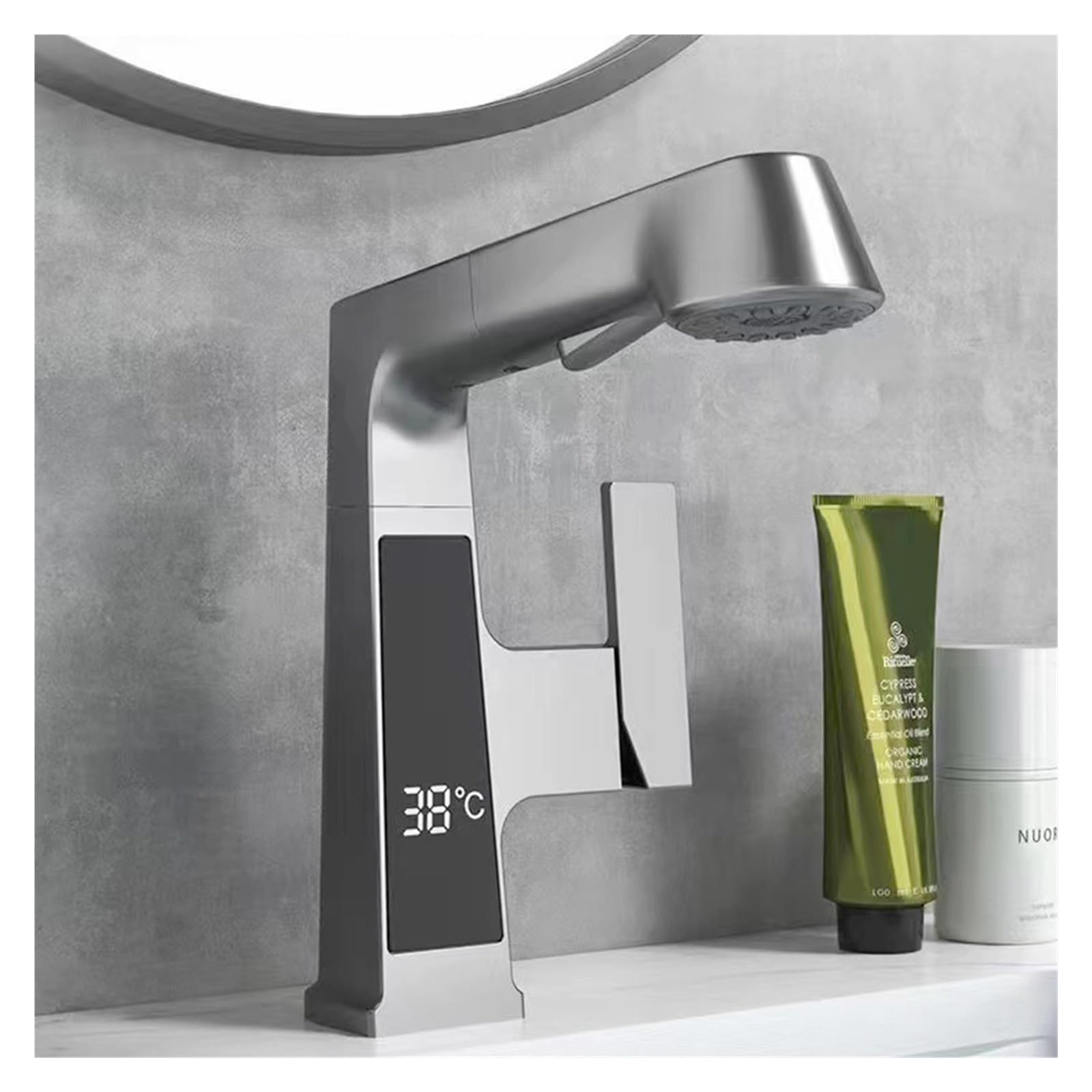 Robinet de lavabo de salle de bain intelligent gris pour eau chaude et froide