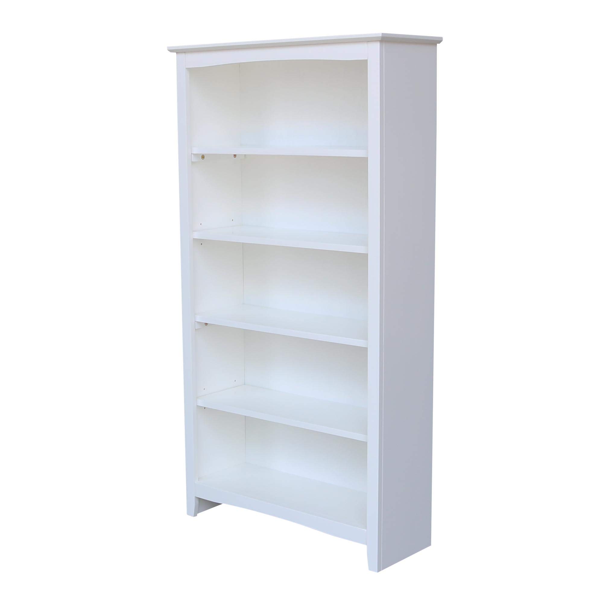 International Concepts Solid Wood Shaker Bookcase 60" High - Parawood Construction - Solid Wood - Adjustable Shelves - 32" W x 12" D - Home Accents