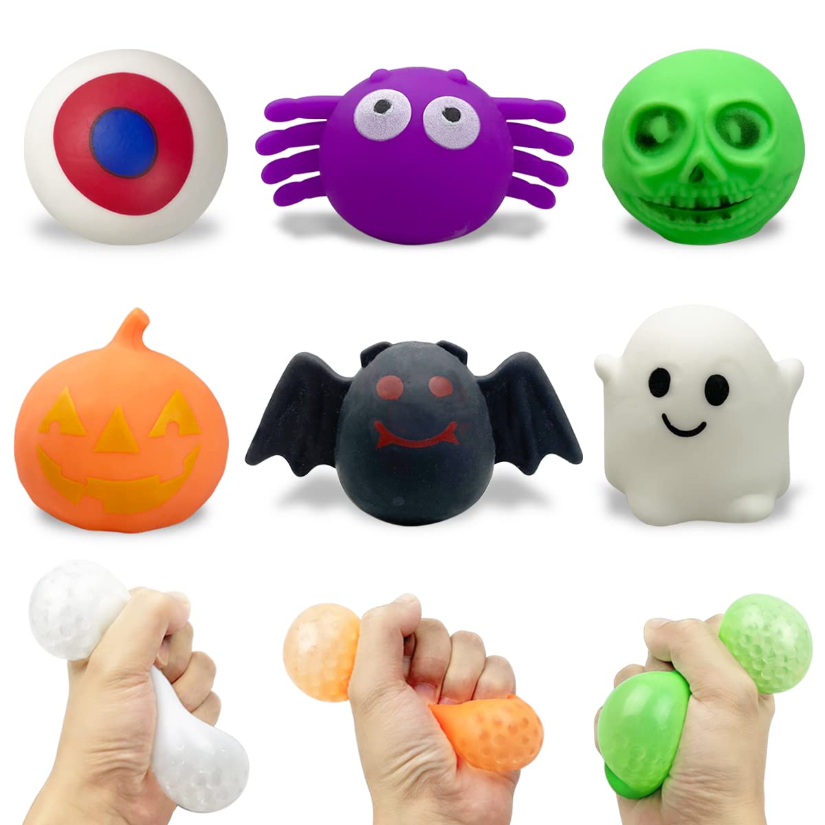 Photo 1 of QINGQIU 6 Pack Halloween Squeeze Balls with Water Beads Big Stress Relief Toys for Kids Boys Girls Halloween Party Favors Halloween Treat Bags Gifts