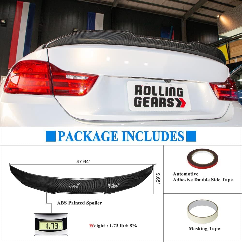 Carbon Fiber Look F32 Trunk Spoiler Compatible with 2014-2020 BMW 4-Series F32 Coupe Rear Spoiler (DN Style)
