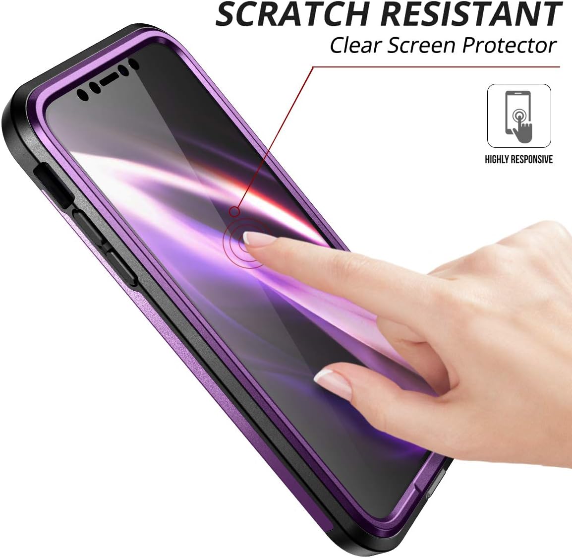 SURITCH iPhone 11 Wallet Case with Card Holder and Built-in Screen Protector Defender Shockproof Hybrid Dual Layer Hard PC + TPU Heavy Duty Protection Bumper Case for iPhone 11 6.1 inch Purple