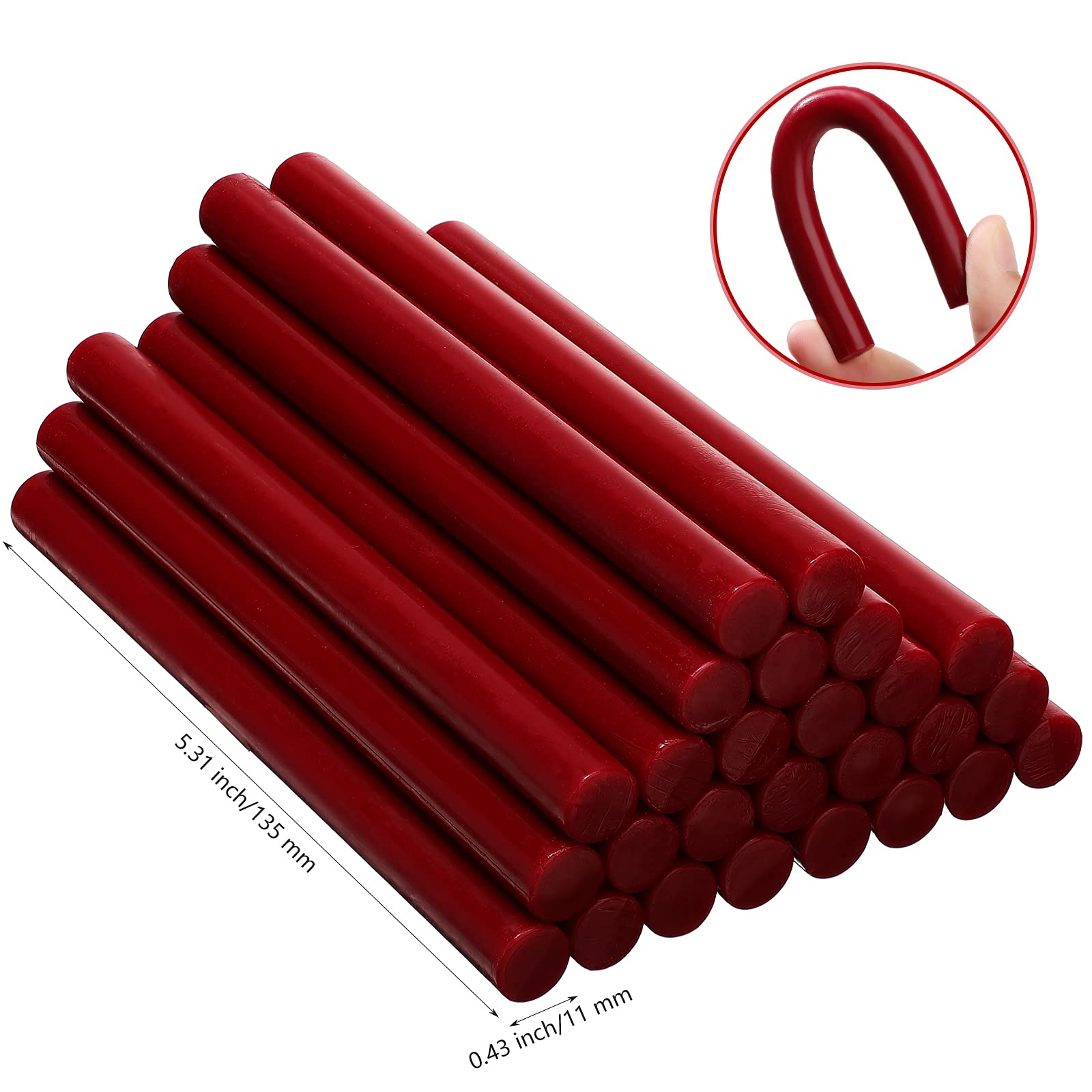 Bastoncini di Sigillo di Cera, 26 Bastoncini di Ceralacca Pistola a Colla per Inviti di Nozze, Buste di Biglietti, Posta di Lumaca, Pacchetti di Vino, Regalo di Natale (Vino Rosso)