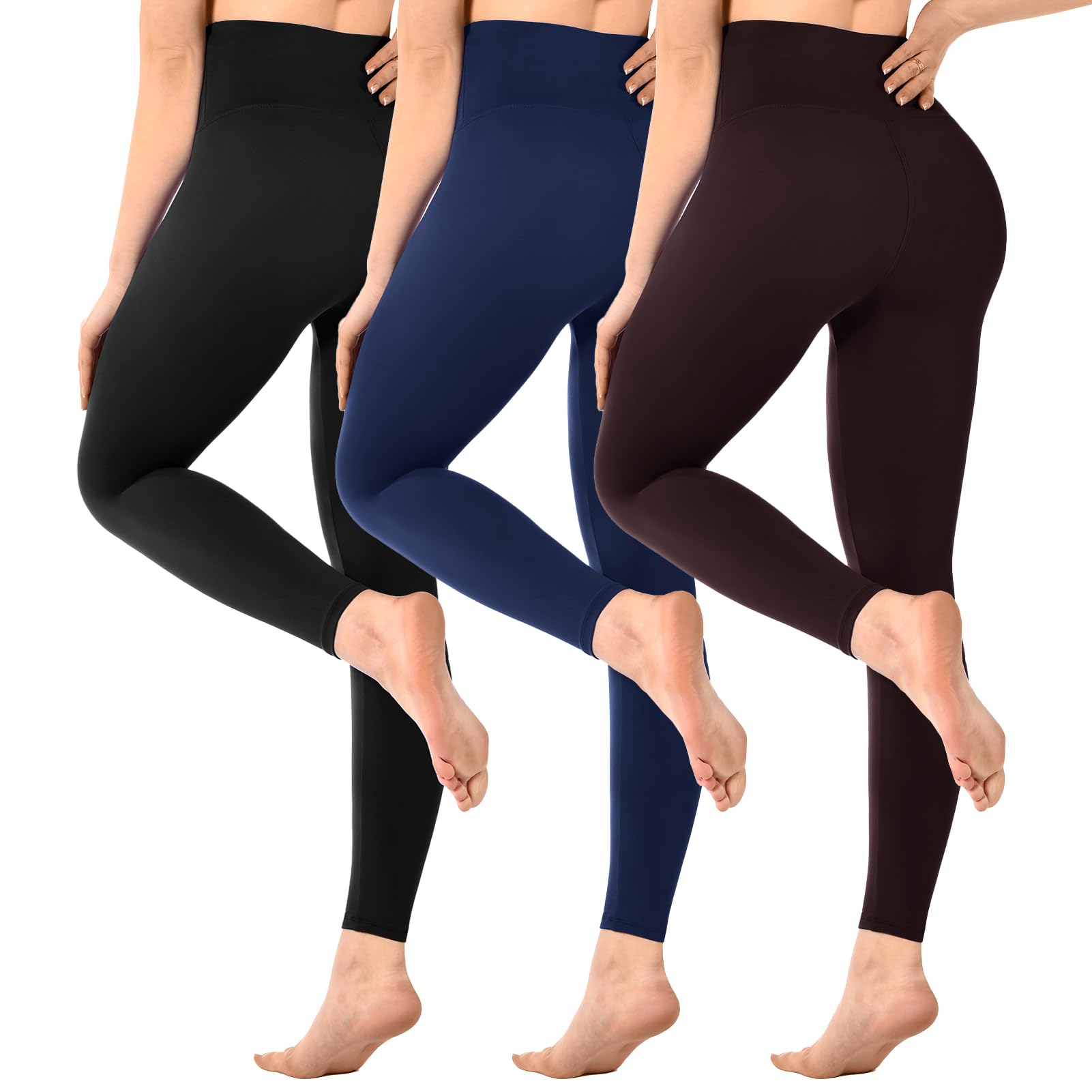 SINOPHANT 3er Pack Leggings Damen High Waist, Blickdicht Schwarze Leggings für Gym Yoga Sport