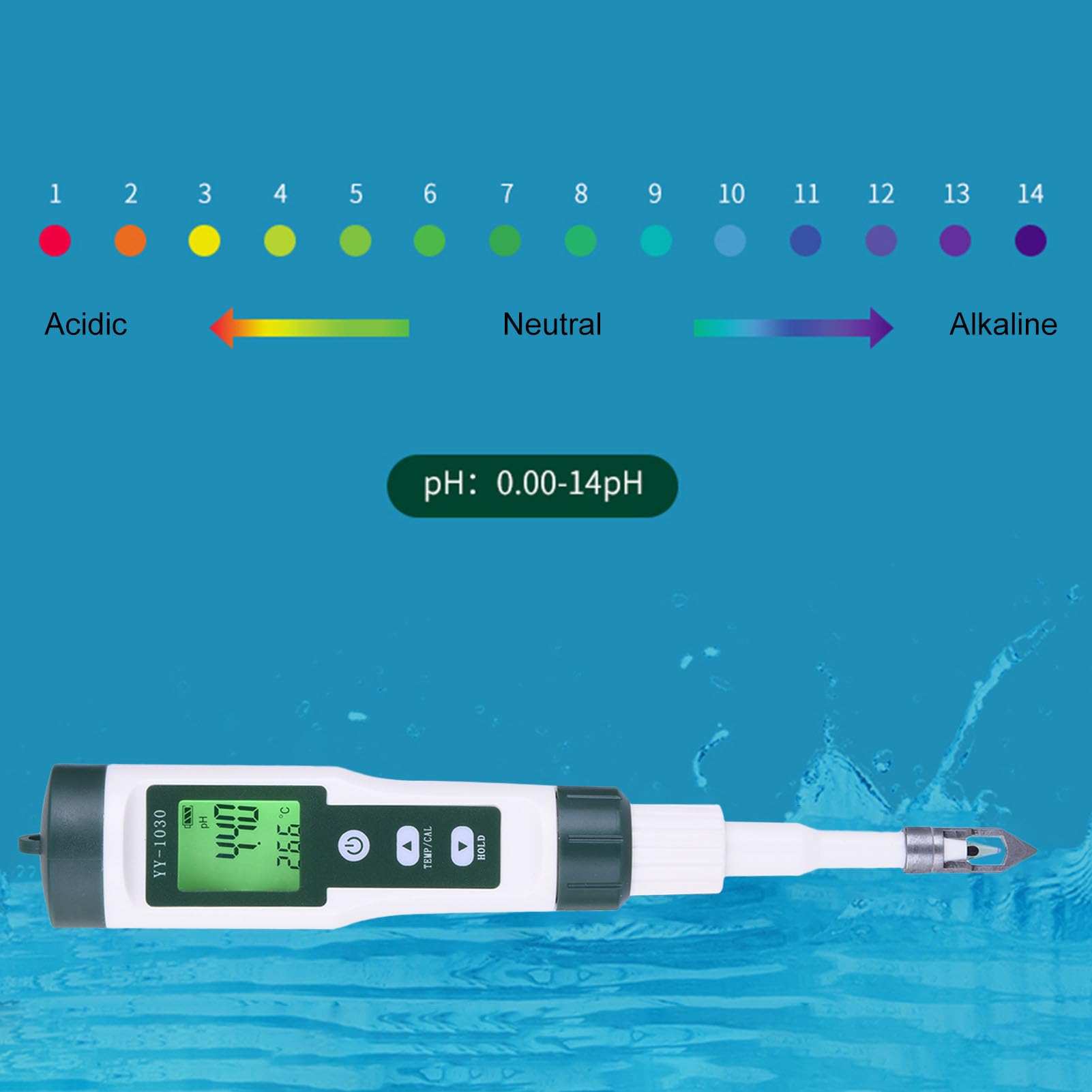 PH-metro per alimenti - Tester digitale portatile, analizzatore d'acqua | preciso, dispositivo di misurazione versatile | Controllo professionale del PH per acquario, carne, formaggio, conserve,