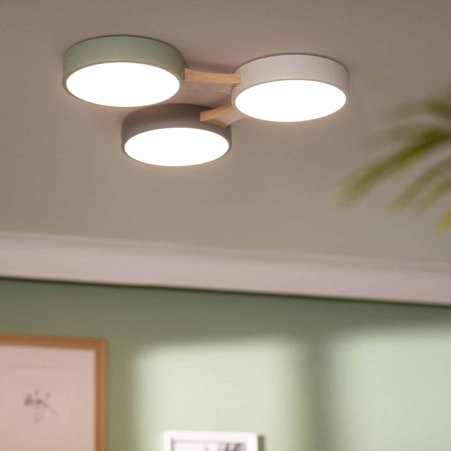 LEDKIA Plafón LED 30W Madera y Aluminio CCT Seleccionable Sams Multicolor | Ideal para Cocina, Comedor, Habitación