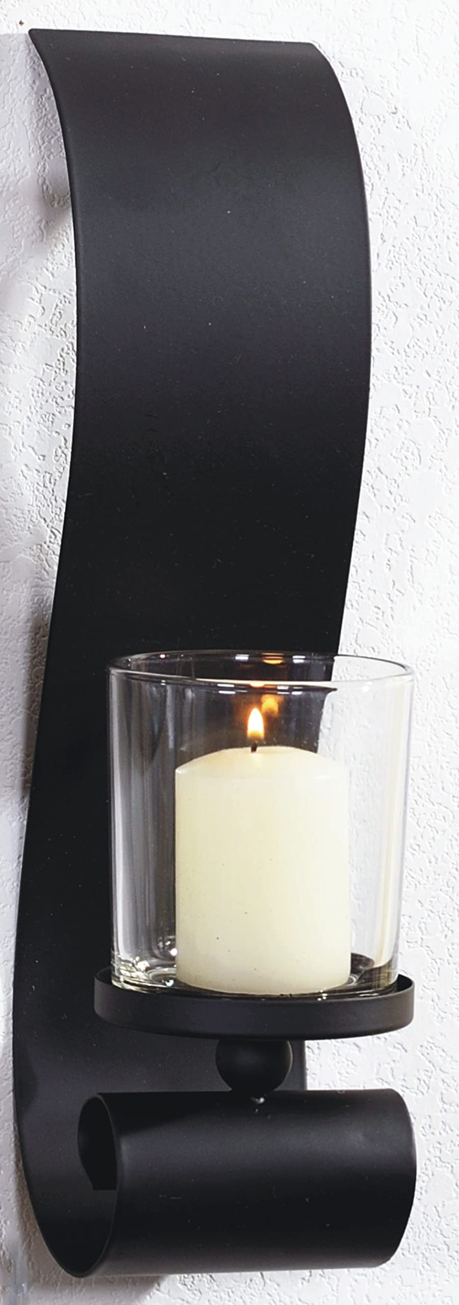 Novaliv 6X Wandkerzenhalter aus Metall mit Glas 12,5 x 36,5 x 9 cm Schwarz Kerzenhalter Wohnzimmer Dekoration Wanddeko Kerzen Vintage Deko Kerzenständer Stumpenkerze