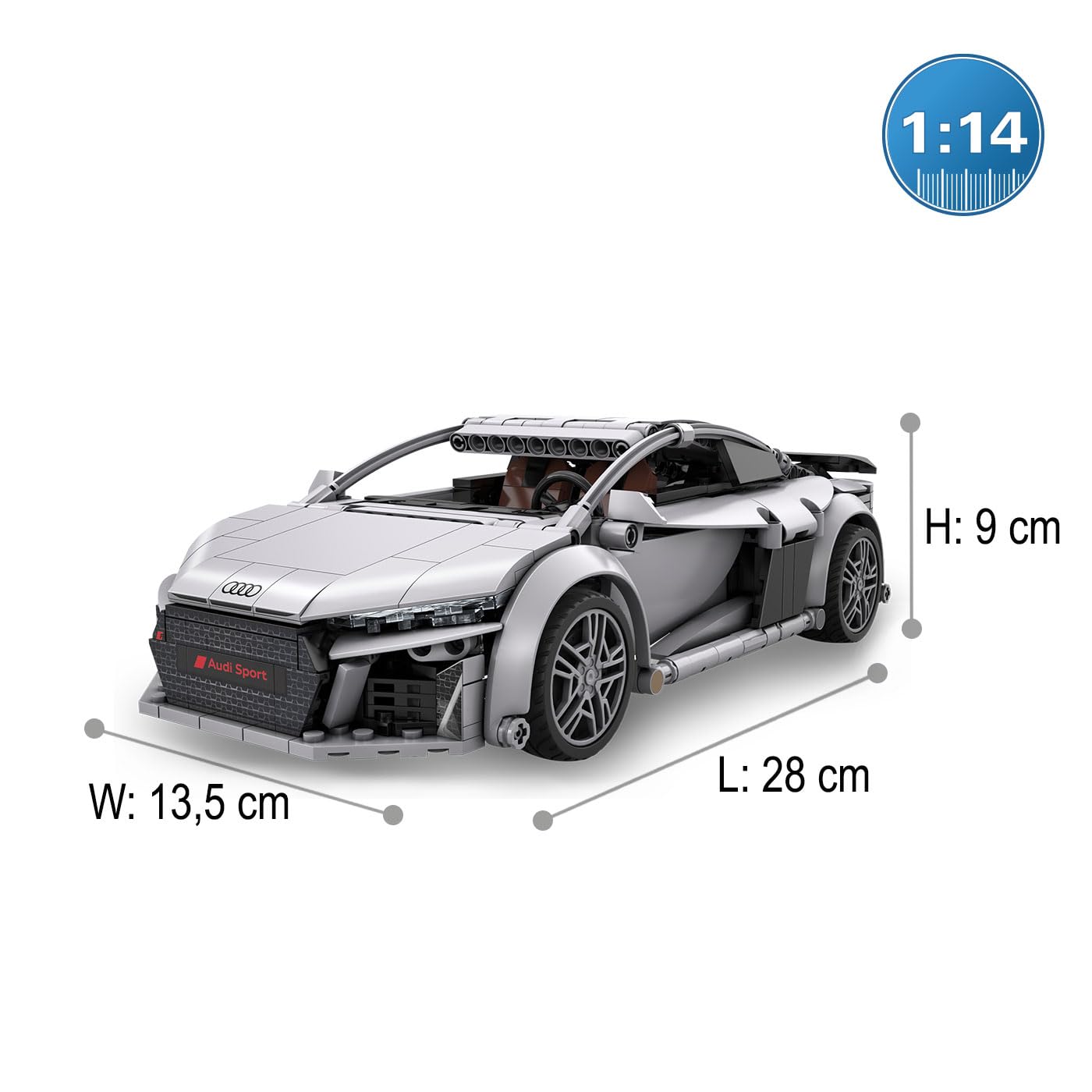 JAMARA 402898 CADA Audi R8 Coupé 1:14, 2,4GHz Bricks, Spielzeugauto Modellauto, Rennwagen Sportwagen für Kinder ab 6 Jahre, RC Ferngesteuert, Geschenkidee, Dualmodus, Detailgetreu