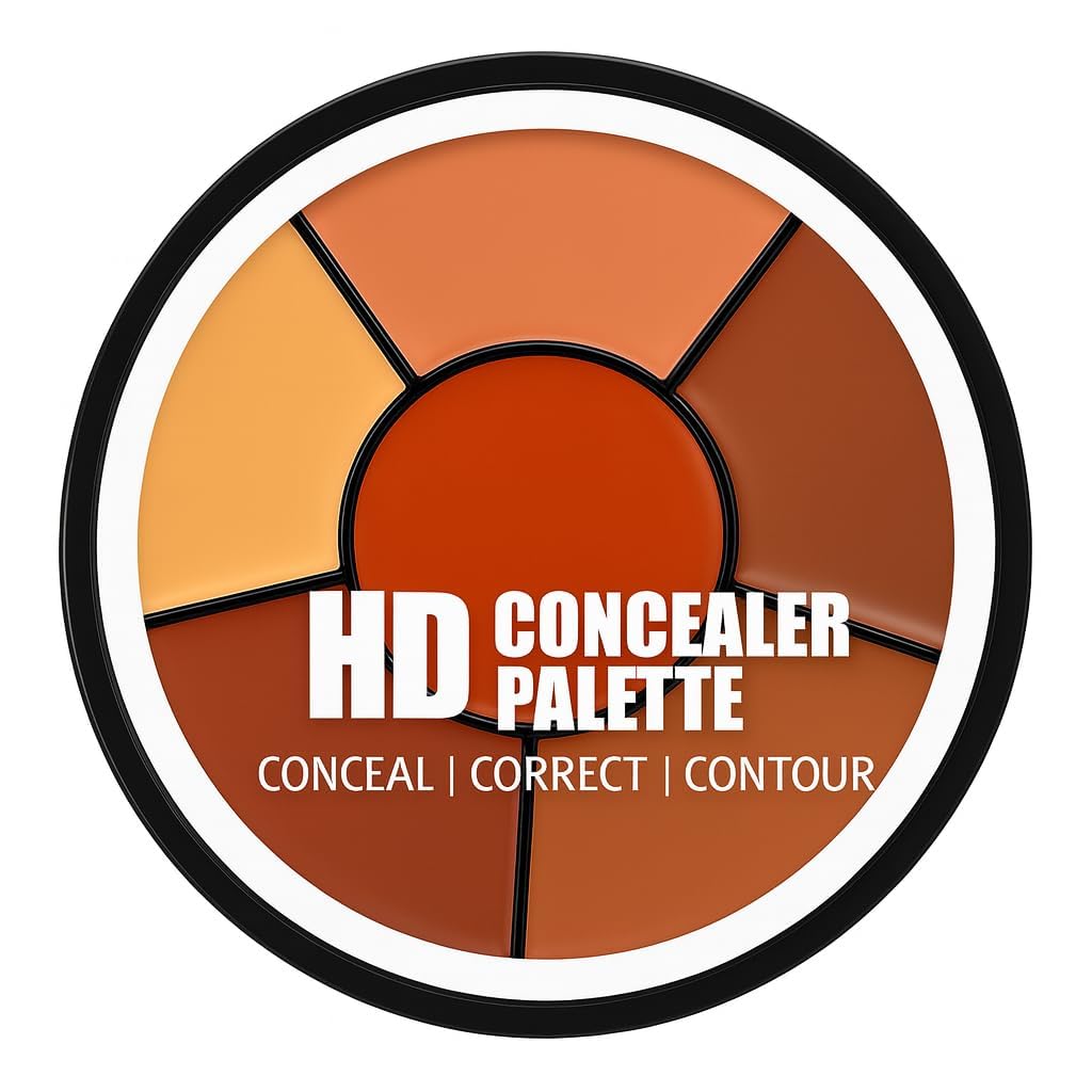HD Professional 3 in 1Concealer Palette, Color Correcting and Contouring Makeup Kit, Multi-Shade Cream Formula for Face (#2)-image-25