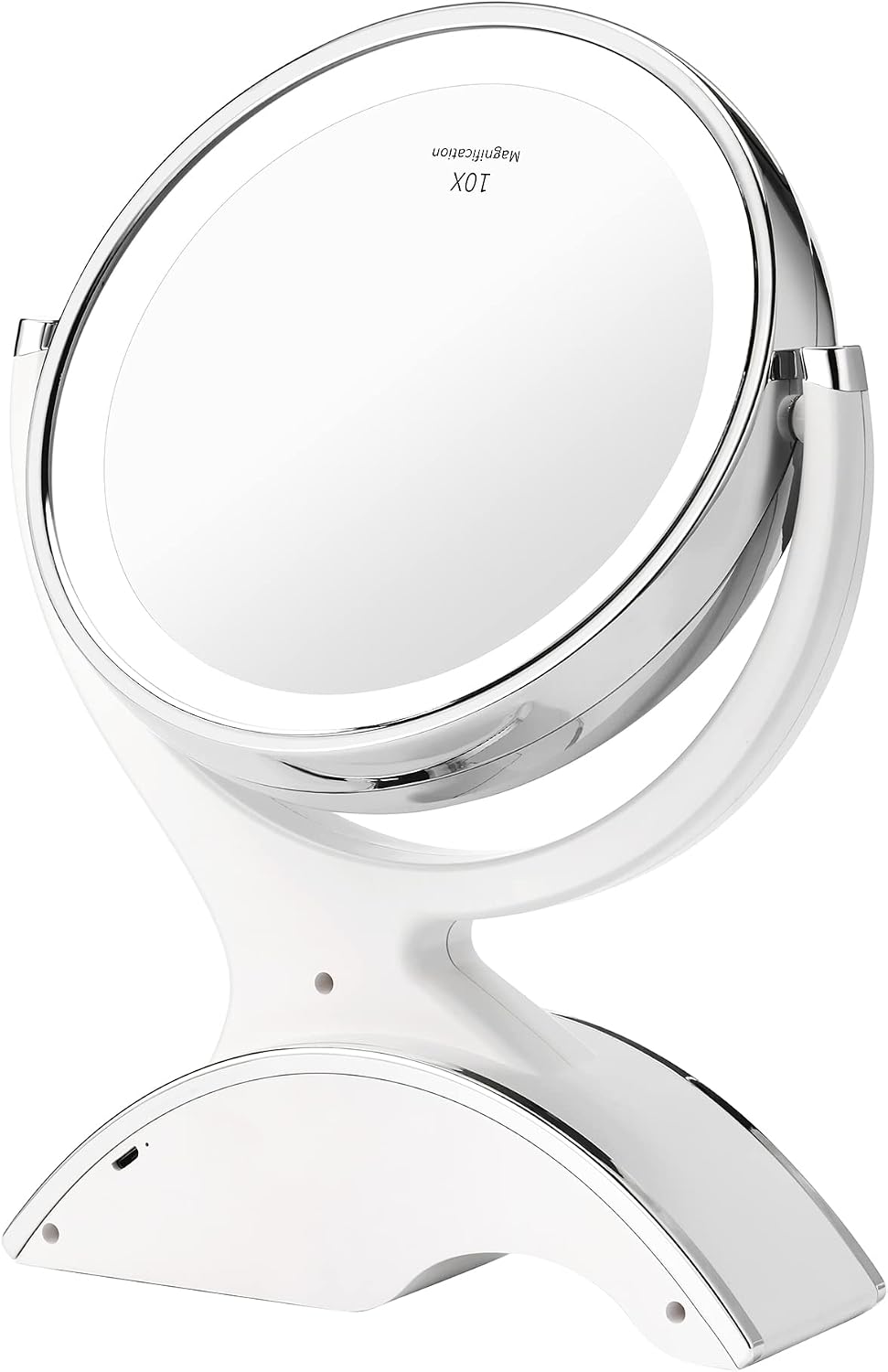 Snowflakes Makeup Mirror with Lights and Magnification- Double Sided 360 Degree Vanity Magnification Mirror Light Dual Power.(White)