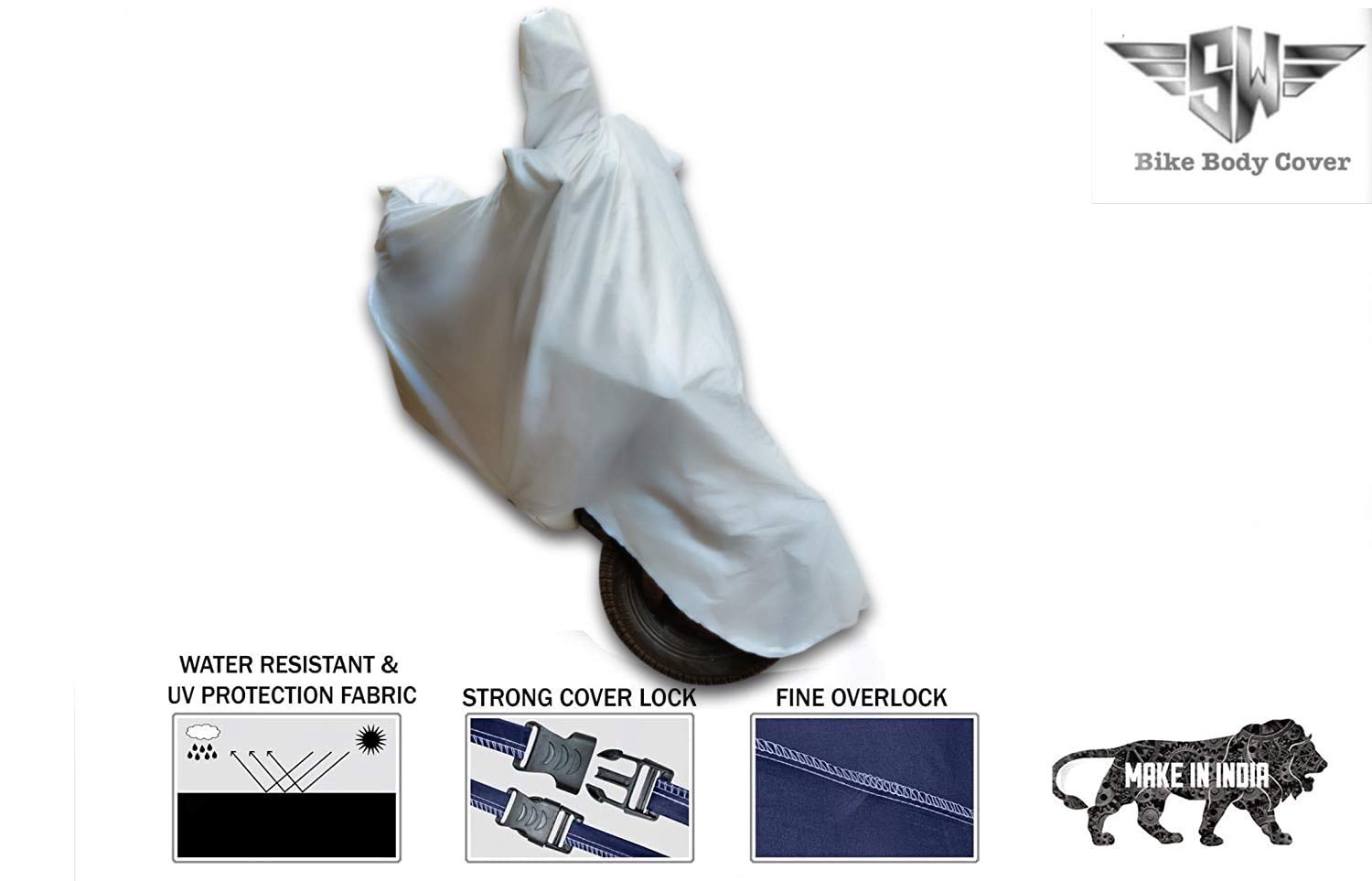 SW Trend Water and Heat Resistant Bike Cover (Solid Silver) with Side Mirror Pocket, Accurate Fitting Compatible with Platina 100 DTS-i 2