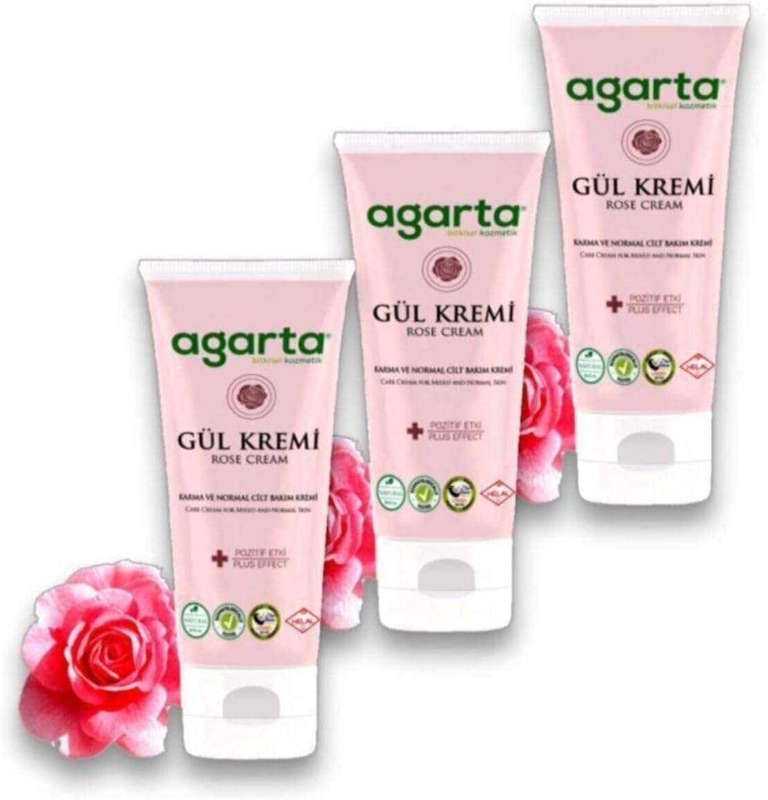 3 Adet Doğal Cilt Nemlendirici Gül Kremi 75 ml