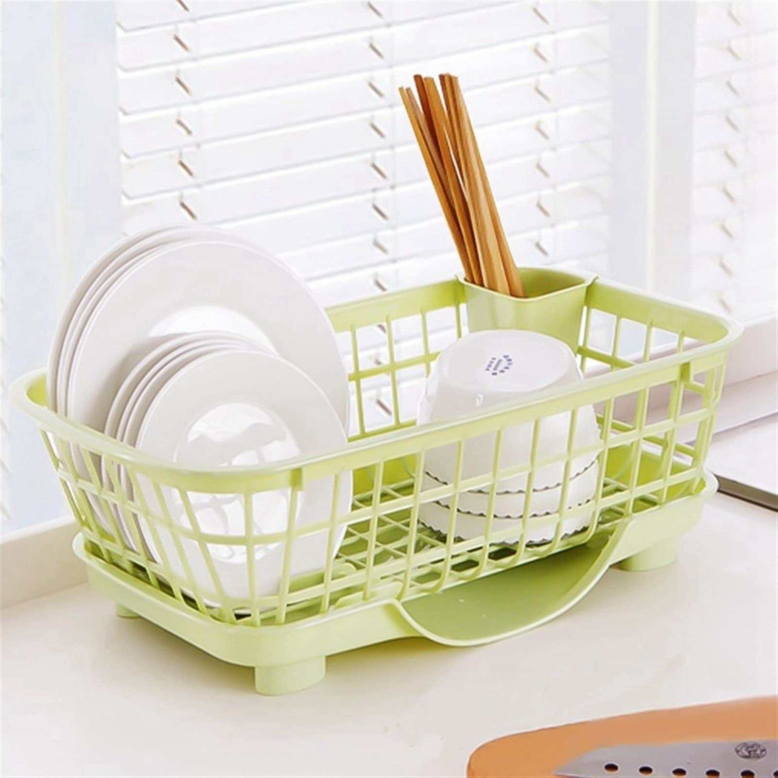 Geschirrkorb Küchengeschirr-Rack-Speicher-Halter-Abtropfschüssel Geschirrteller Tragbares Trockengestell Home Shelf Geschirr-Organizer Geschirr Abtropfgestell (Color : Green)