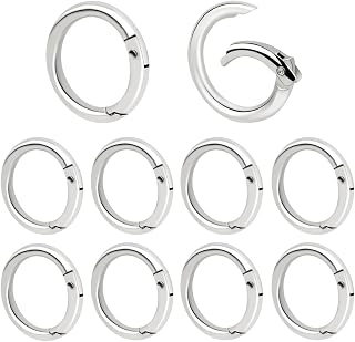 10 Pack Spring O Rings Round Carabiner Clip Key Ring Buckle Zinc Alloy Round Spring Snap Hooks for Keychain Keyring DIY Purse Handbag Chain Rings Clip Replacement (Silver)