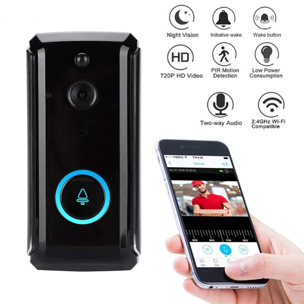 HYDDG HYDDG Video Tür Telefon Türklingel, 720P Clever Kabellos W-LAN HD IR Sichtbar Kamera Gegensprechanlage Tür Glocke Zuschauer Eintrag Zugriff System Kit zum Zuhause Wohnung