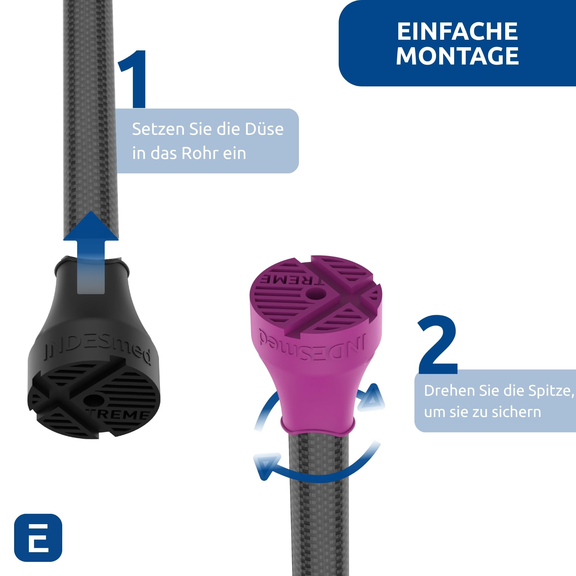 2x Stück Xtreme Gummipuffer für Krücken & Gehstöcke | 19-25 mm, Schwarz