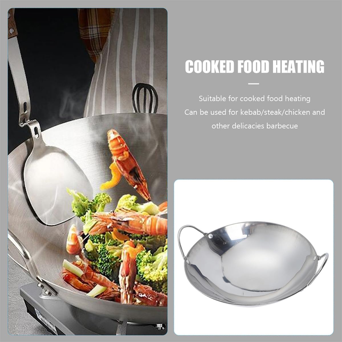 Alasum Pentole in Acciaio Inox 2 Pezzi Doppio Manico Antiscivolo Padelle per Uso Domestico e Cottura Induzione per Stufati e Brodi