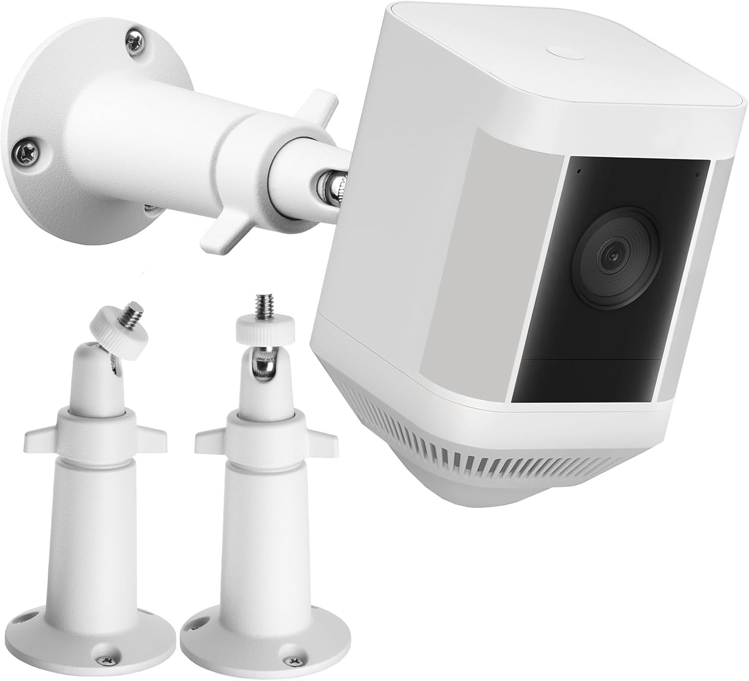 Ring Camera Mount 360-Degree Adjustable Mounting Bracket for Ring Spotlight Cam Battery and Ring Spotlight Cam Plus/Pro (Battery)-for Indoor/Outdoor Cameras, Aluminum Bracket White (2-Pack)