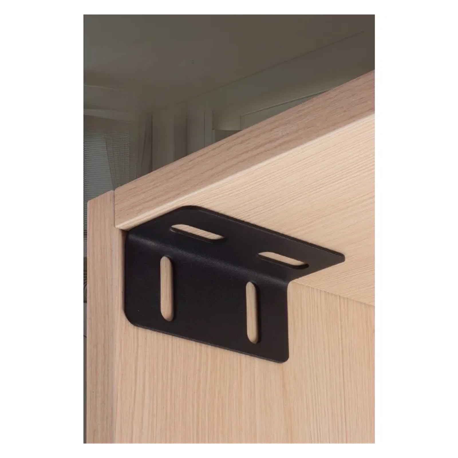 Staffe angolari regolabili a forma di L da 4 pezzi nere for mobili Adatto per il fissaggio e il supporto(4PC 80-150 T-hole)
