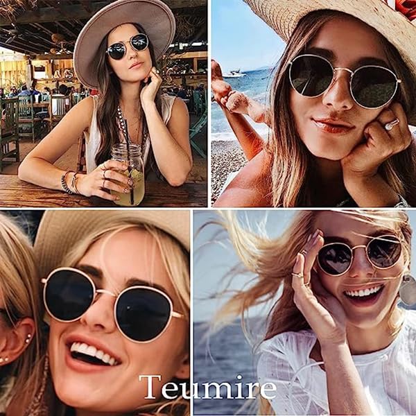 Small Round Polarized Sunglasses for Women Men Classic Retro Sun Glasses Circle Metal Frame Shades UV Protection4