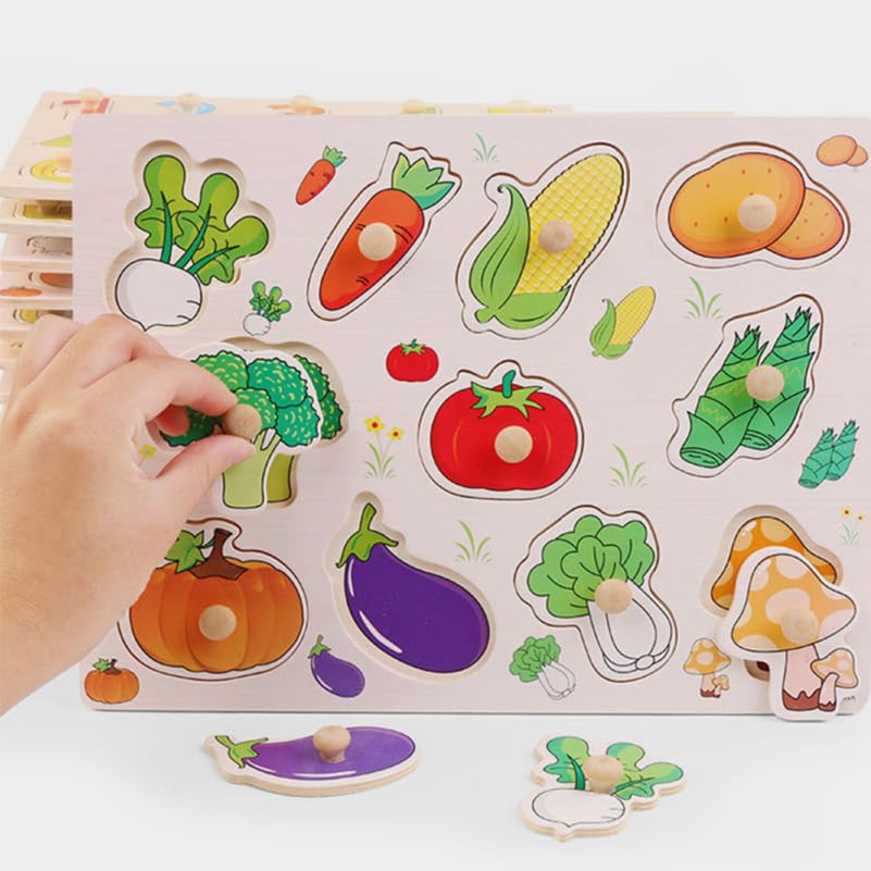 Homoyoyo 2 Pièces Puzzle Bois Montessori Éducatif Forme de Fruits pour Garçon Fille Apprentissage Précoce Puzzles à Encastrement Stimulants Pour Tout-Petits ÉVeil PréCoce