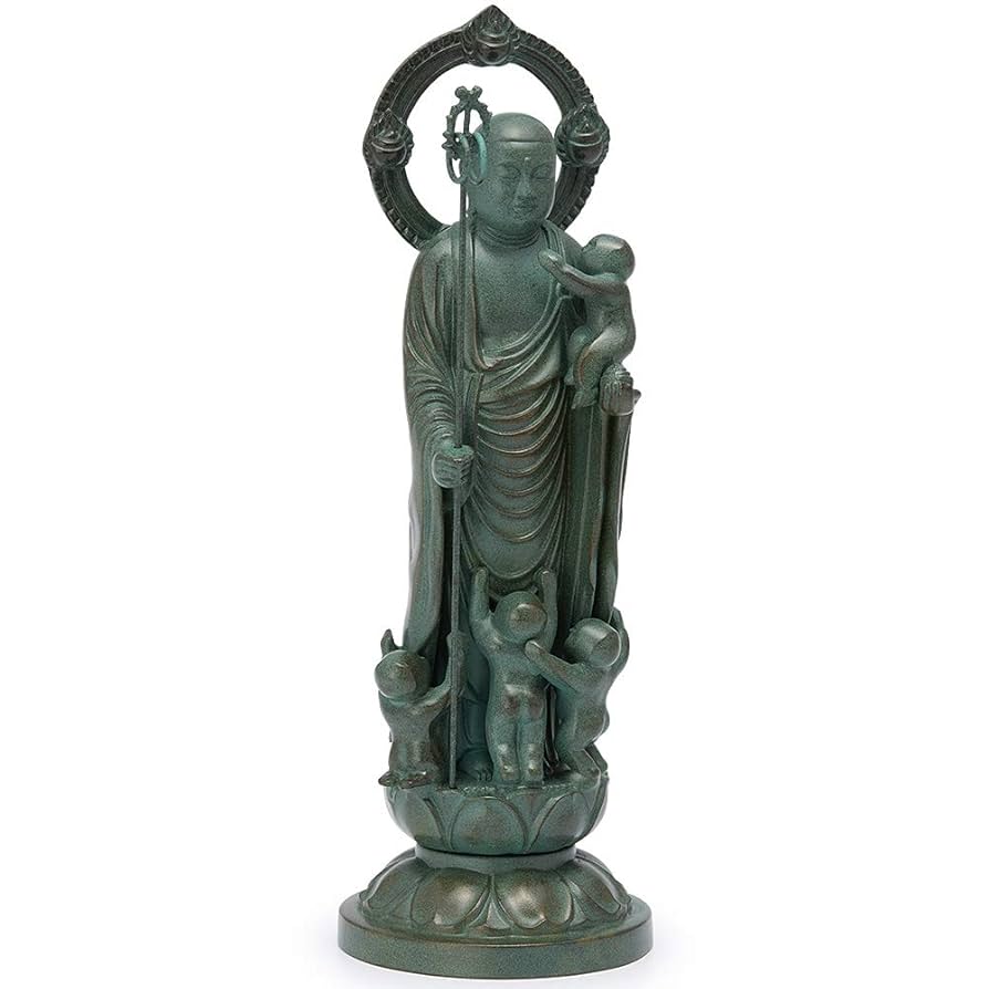 【フォロー割・新品】 子安地蔵菩薩　木地彫り　総高さ約18.5㎝ 　水子地蔵 セール・新品】 子安地蔵菩薩 木地彫り 総高さ約16㎝ 水子地蔵