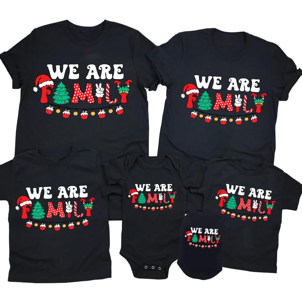 CONTEANER Merry Christmas Family Shirt,Matching Couples Xmas Graphic Tops