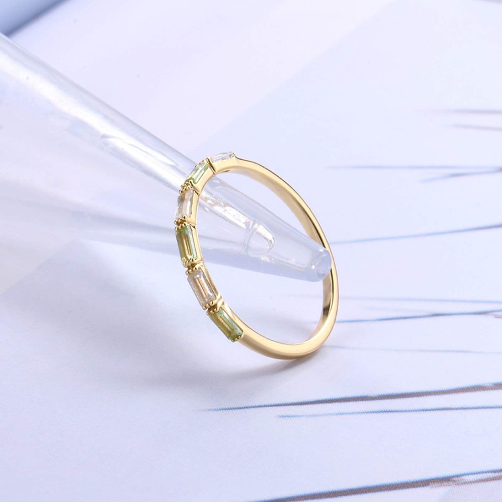 Alianzas Au 375/585/750 Oro Rectángulo Peridot Elegant filigrana Petite